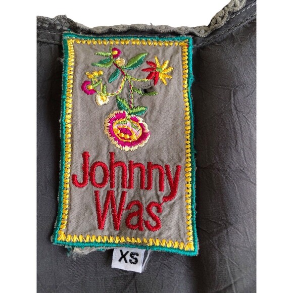 Johnny Was rayon pewter embroidered lace eyelet kimono style boho tunic top XS - Picture 6 of 9